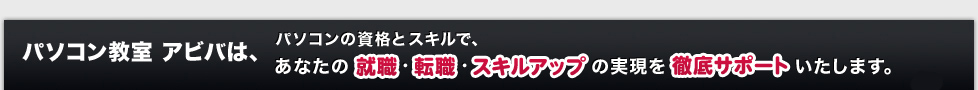 パソコン教室 アビバは、パソコンの資格とスキルで、あなたの就職・転職・スキルアップの実現を徹底サポートいたします。